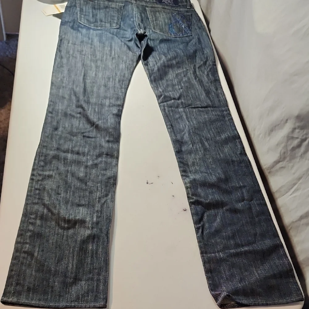 Rock & Republic NWT STELLA Straight Denim Jeans W/GEMS SIZE 29